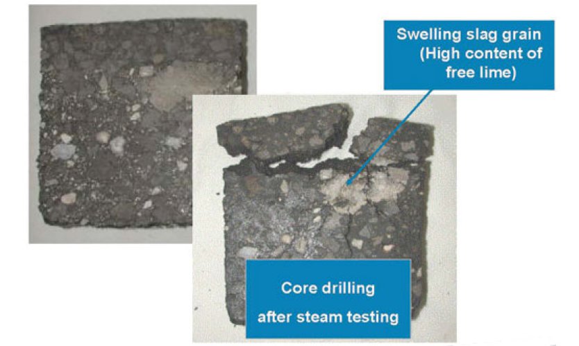 Figure 2: core drilling   before (left) and after (right) steam testing
