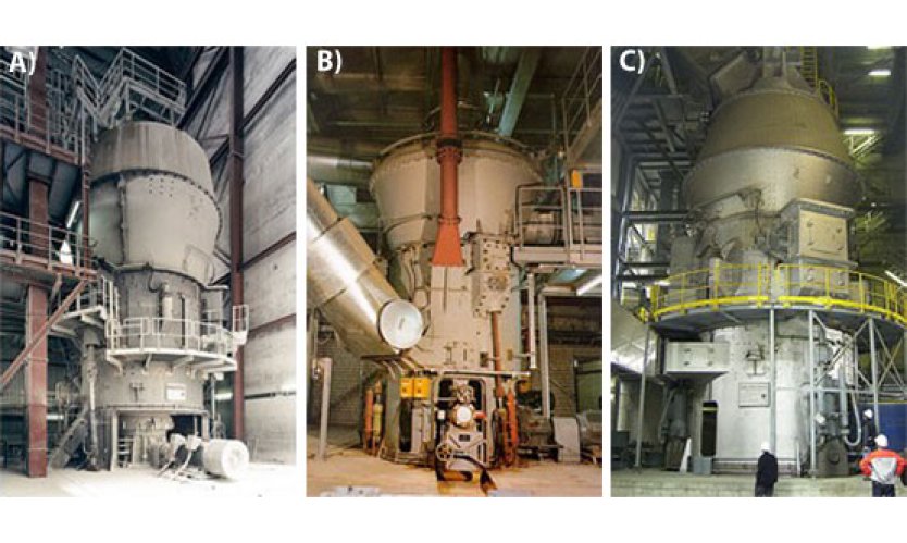 Figure 1: MPS vertical roller mills for A) raw materials, B) coal and C) cement.